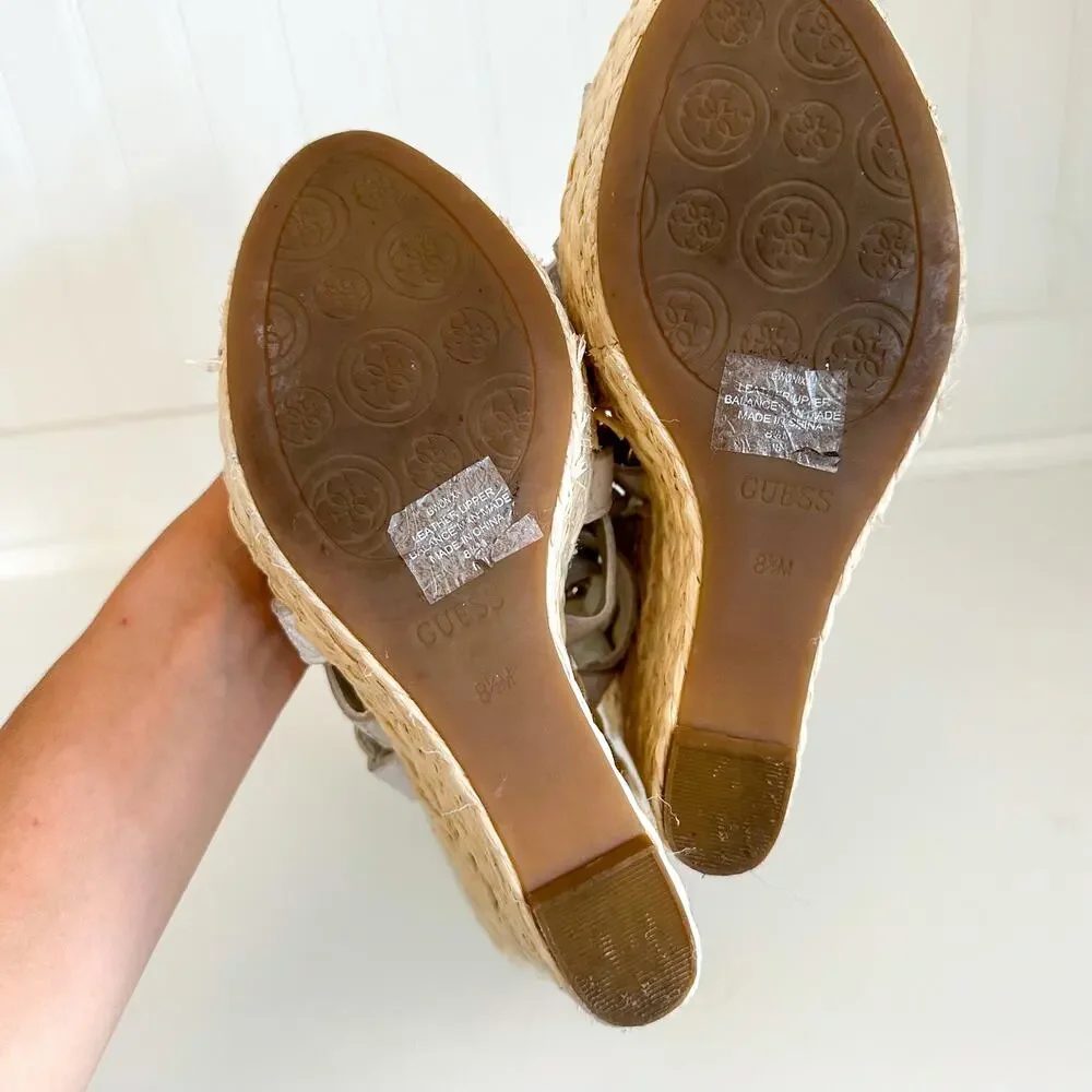 Guess White Wedge Sandals